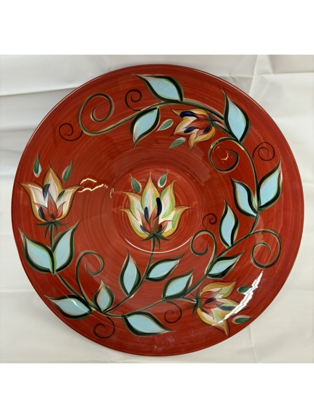 Southern Living at Home Gail Pittman Large 15" Serving Bowl Red Bountiful Floral